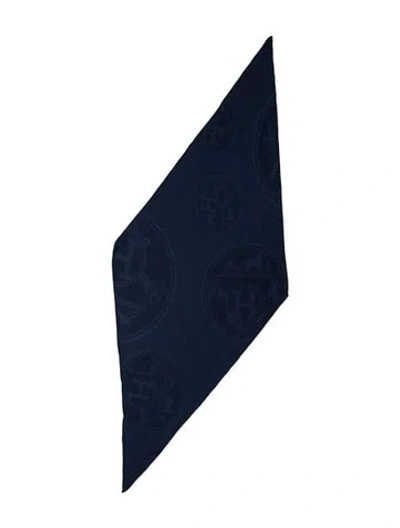 Pre-owned Hermes New Libris Losange Cashmere Scarf W/ Tags In Blue