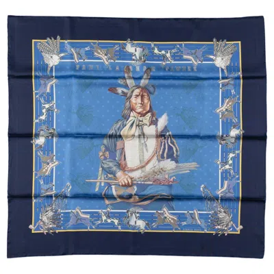 Pre-owned Hermes Hermès New "pani La Shar Pawnee" Scarf In Blue