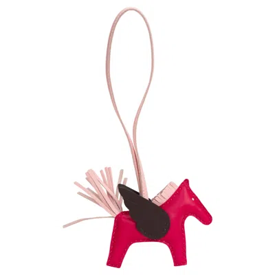Pre-owned Hermes New Pegase Rodeo Bag Charm Pm In Red