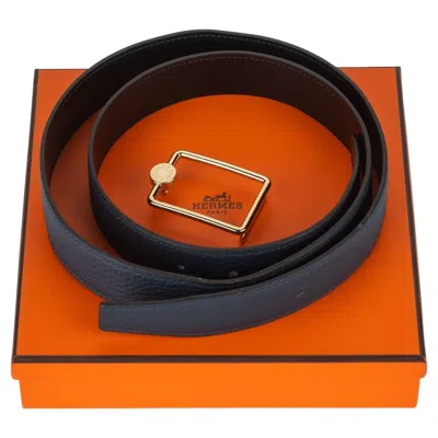 Pre-owned Hermes Hermès New Reversible Leather Belt In Orange