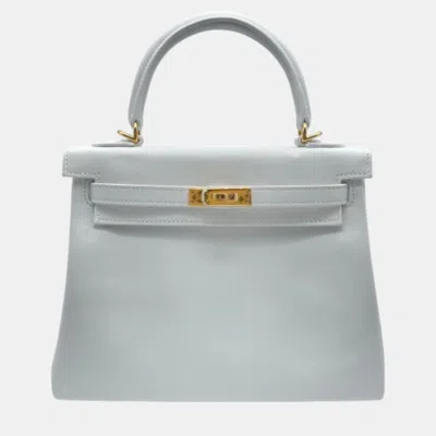 Pre-owned Hermes New White Swift Leather Kelly 25 Bag
