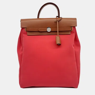 Pre-owned Hermes New Zip Er Red Fabric Backpack