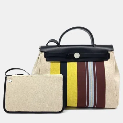 Pre-owned Hermes New Zip Herbag Small Multicolor Fabric And Leather Bag