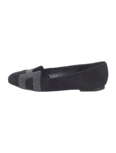 Pre-owned Hermes Nice Suede Loafers In Blue