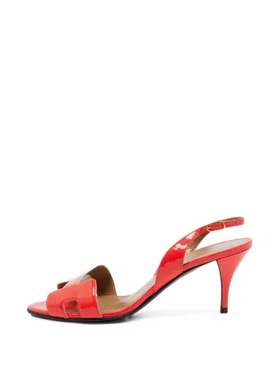 Pre-owned Hermes Night Slingback Sandals In Red
