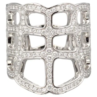 Pre-owned Hermes Niloticus Ombre Diamond 18k White Gold Ring Size 6.5