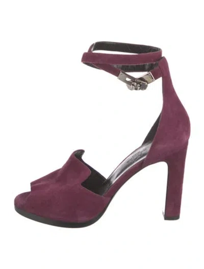 Pre-owned Hermes Nina Suede D'orsay Pumps In Purple