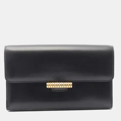 Pre-owned Hermes No Strap Black Q Box Calf Leather Bag