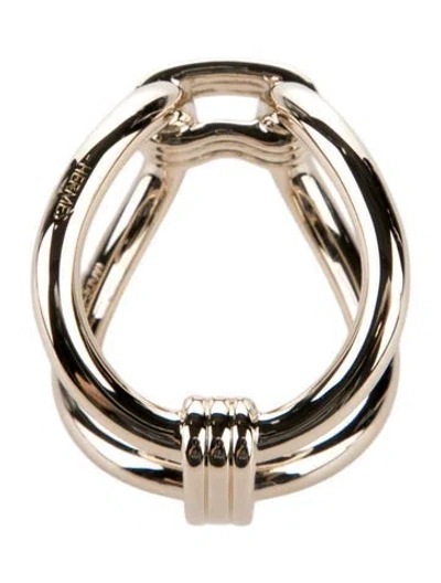 Pre-owned Hermes Noeud De H Scarf Ring In Gold