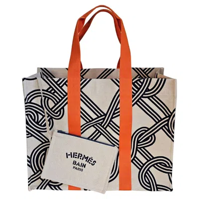 Pre-owned Hermes Hermès Noeuds Marins Beach Bag Org Price $ 3700 Beautiful & Elegant Summer Tote In Sand