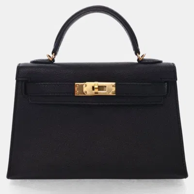 Pre-owned Hermes Noir Chevre Mini Kelly 20 In Black