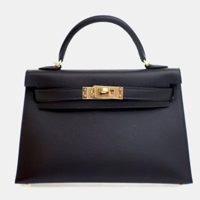 Pre-owned Hermes Noir Epsom Mini Kelly 20 In Black
