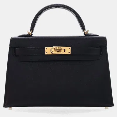 Pre-owned Hermes Noir Epsom Mini Kelly 20 In Black