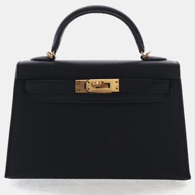 Pre-owned Hermes Noir Epsom Mini Kelly 20 In Black