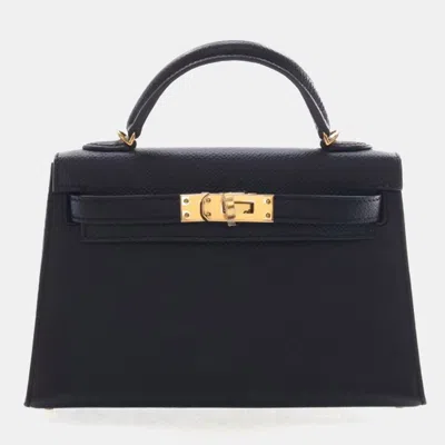 Pre-owned Hermes Noir Epsom Mini Kelly 20 In Black