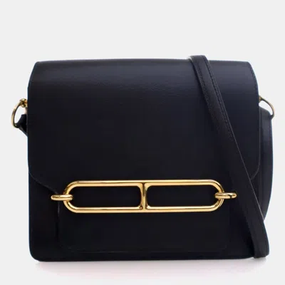 Pre-owned Hermes Noir Evercolor Mini Roulis 18 In Black