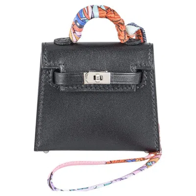 Pre-owned Hermes Hermès Noir Mini Kelly Twilly Bag Charm In Black