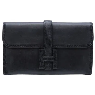 Pre-owned Hermes Noir Swift Leather Clutch Bag Pouch ()