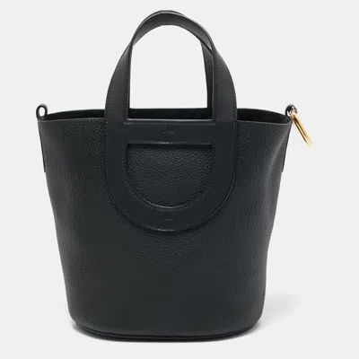 Pre-owned Hermes Noir Taurillon Clemence And Swift Leather In The Loop 18 Bag