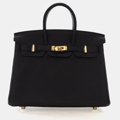 Pre-owned Hermes Noir Togo Birkin 25 In Black