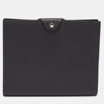 Pre-owned Hermes Hermès Noir Togo Leather Ulysse Mm Notebook Cover In Black