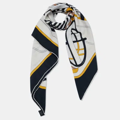 Pre-owned Hermes Hermès Noir/naturel Cashmere Thalassa Shawl In Brown