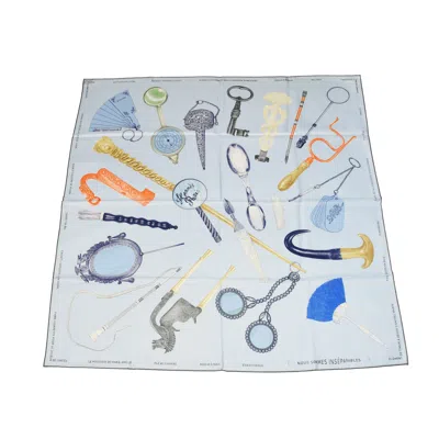 Pre-owned Hermes Nous Sommes Inseparables Silk Square Scarf 90 Light Blue