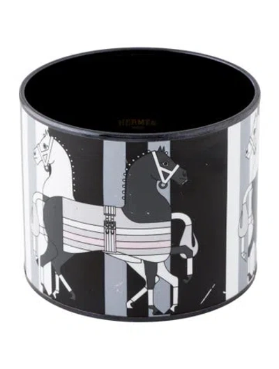 Pre-owned Hermes Nouveau Rocabar Extra Wide Enamel Bangle, 7.5" In Multi