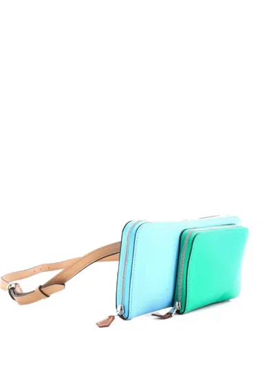 Pre-owned Hermes Nouveau To Go Wallet Epsom With Swift Clutch Bag In Blue