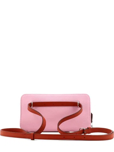 Pre-owned Hermes Nouveau To Go Wallet Epsom With Swift Clutch Bag In Pink
