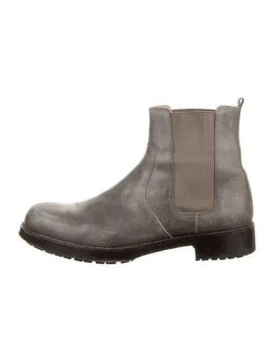 Pre-owned Hermes Nubuck Chelsea Boots In Gray