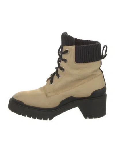 Pre-owned Hermes Nubuck Colorblock Pattern Combat Boots