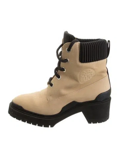 Pre-owned Hermes Nubuck Combat Boots In Neutrals