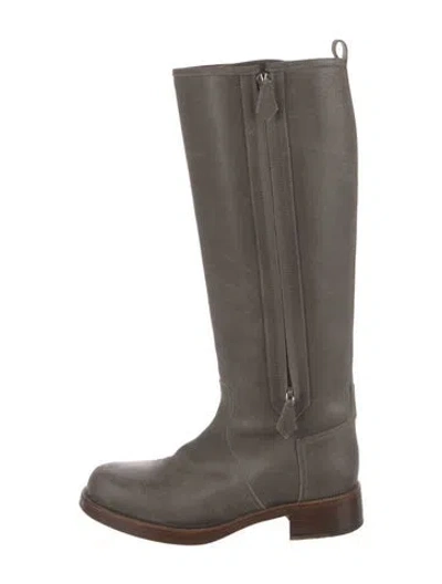 Pre-owned Hermes Nubuck Riding Boots In Gray