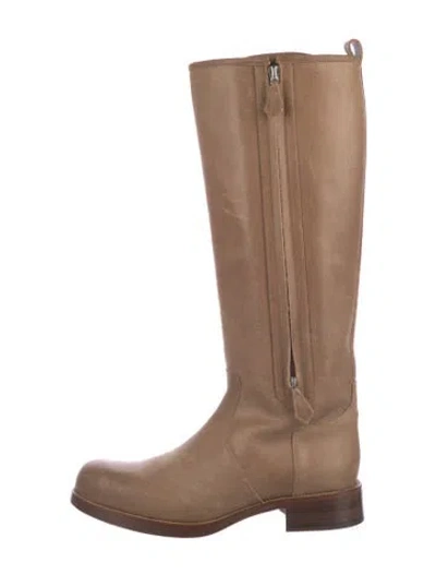 Pre-owned Hermes Nubuck Riding Boots In Neutral