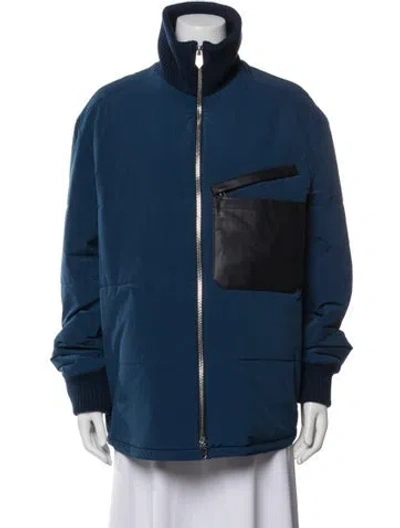 Pre-owned Hermes Nylon Bomber Jacket In Blue