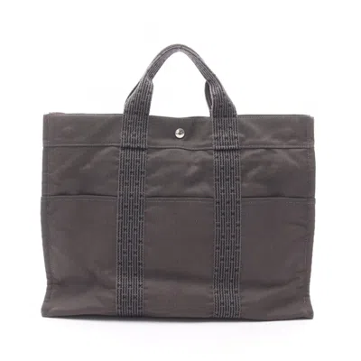Pre-owned Hermes Nylon Canvas Canvas Tote Bag () In Gray