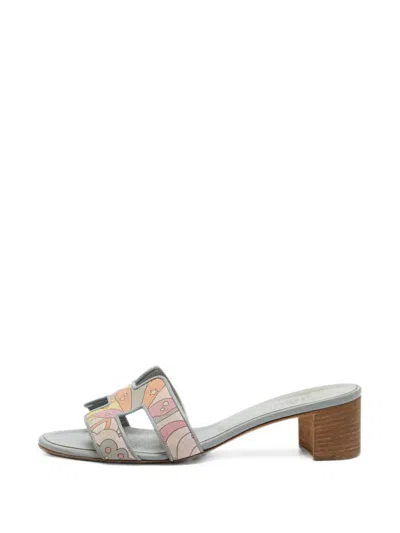 Pre-owned Hermes Oasis Cutout Sandals In Gray