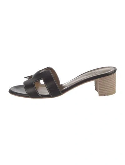 Pre-owned Hermes Oasis H Logo Mules In Black