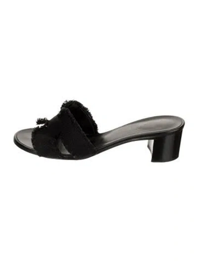 Pre-owned Hermes Oasis H Logo Slides In Black