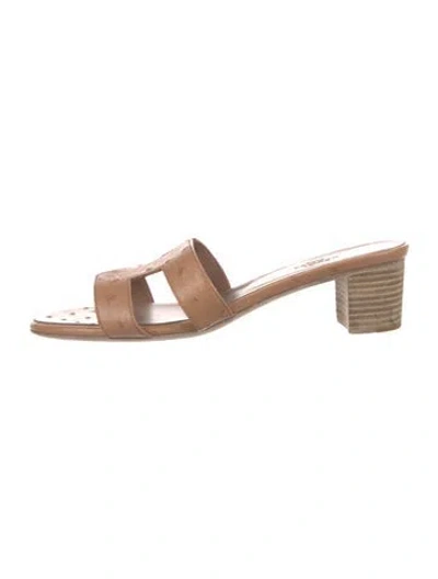 Pre-owned Hermes Oasis H Logo Slides In Neutral