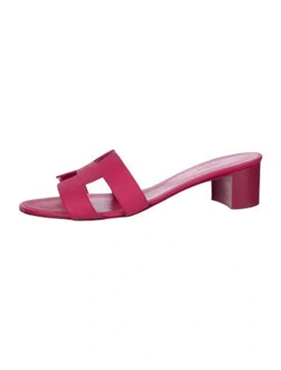 Pre-owned Hermes Oasis H Logo Slides In Pink