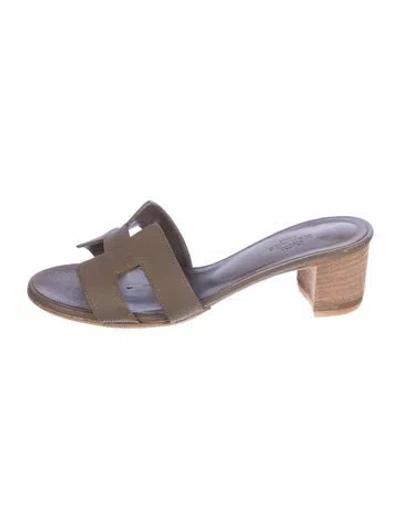 Pre-owned Hermes Oasis H Logo Slides In Purple