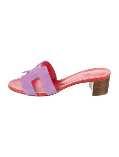 Pre-owned Hermes Oasis H Logo Slides In Purple