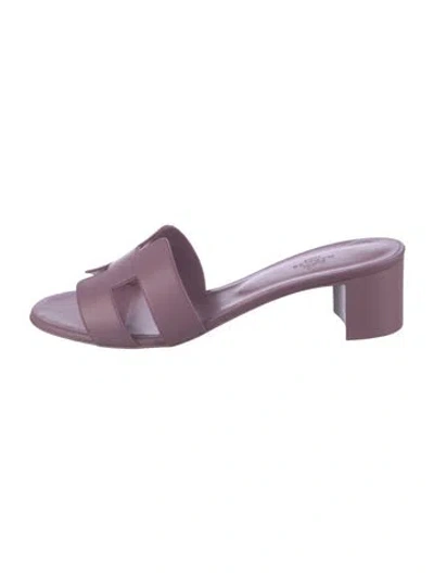 Pre-owned Hermes Oasis H Logo Slides In Purple