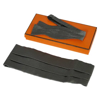 Pre-owned Hermes Hermès Obama 08 Tuxedo Belt And Bow Tie In Black