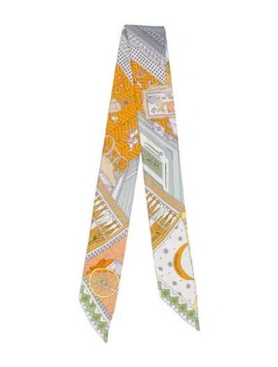 Pre-owned Hermes Objet De Curiosite Silk Scarf In Orange