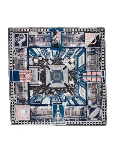 Pre-owned Hermes Objets De Curiosite Silk Scarf In Blue