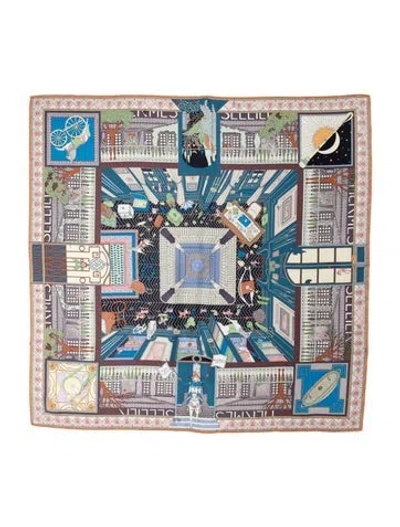 Pre-owned Hermes Objets De Curiosite Silk Scarf In Blue