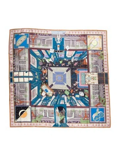 Pre-owned Hermes Objets De Curiosite Silk Scarf In Blue